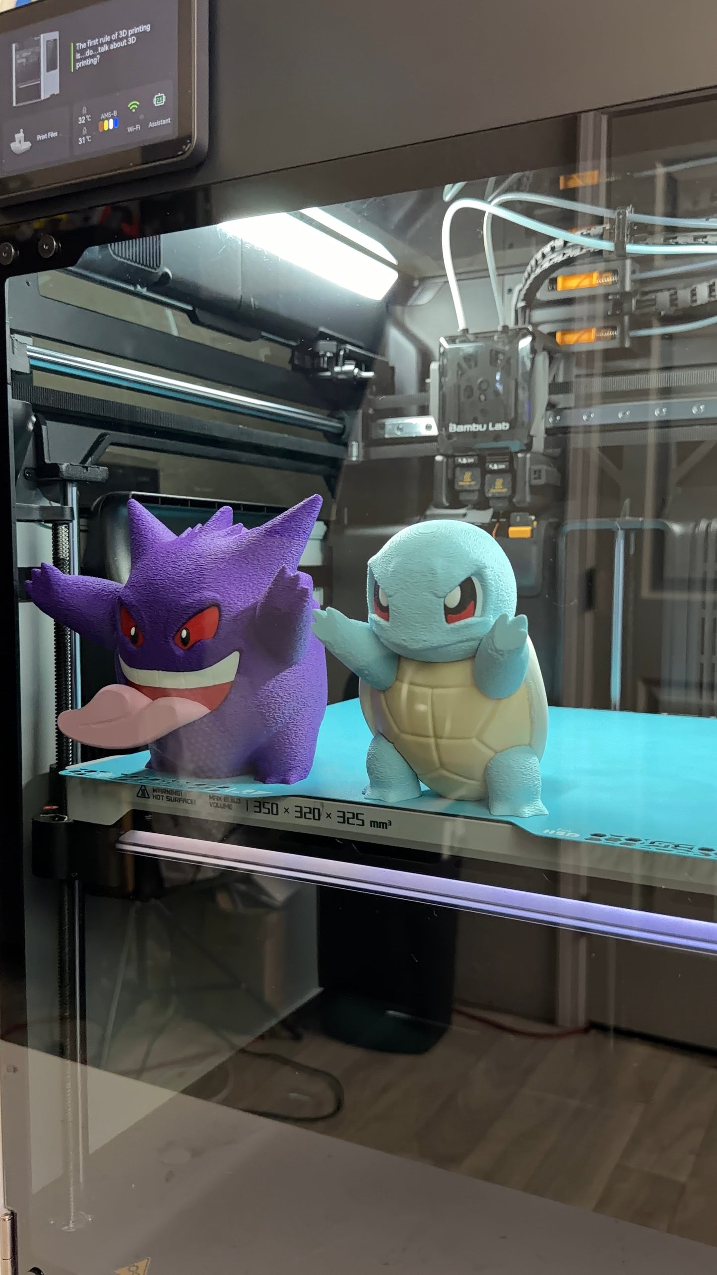 Gengar, Squirtle Window Display Figure | 3D Printed Ghost Pokémon Decor | PC Case & Window Art