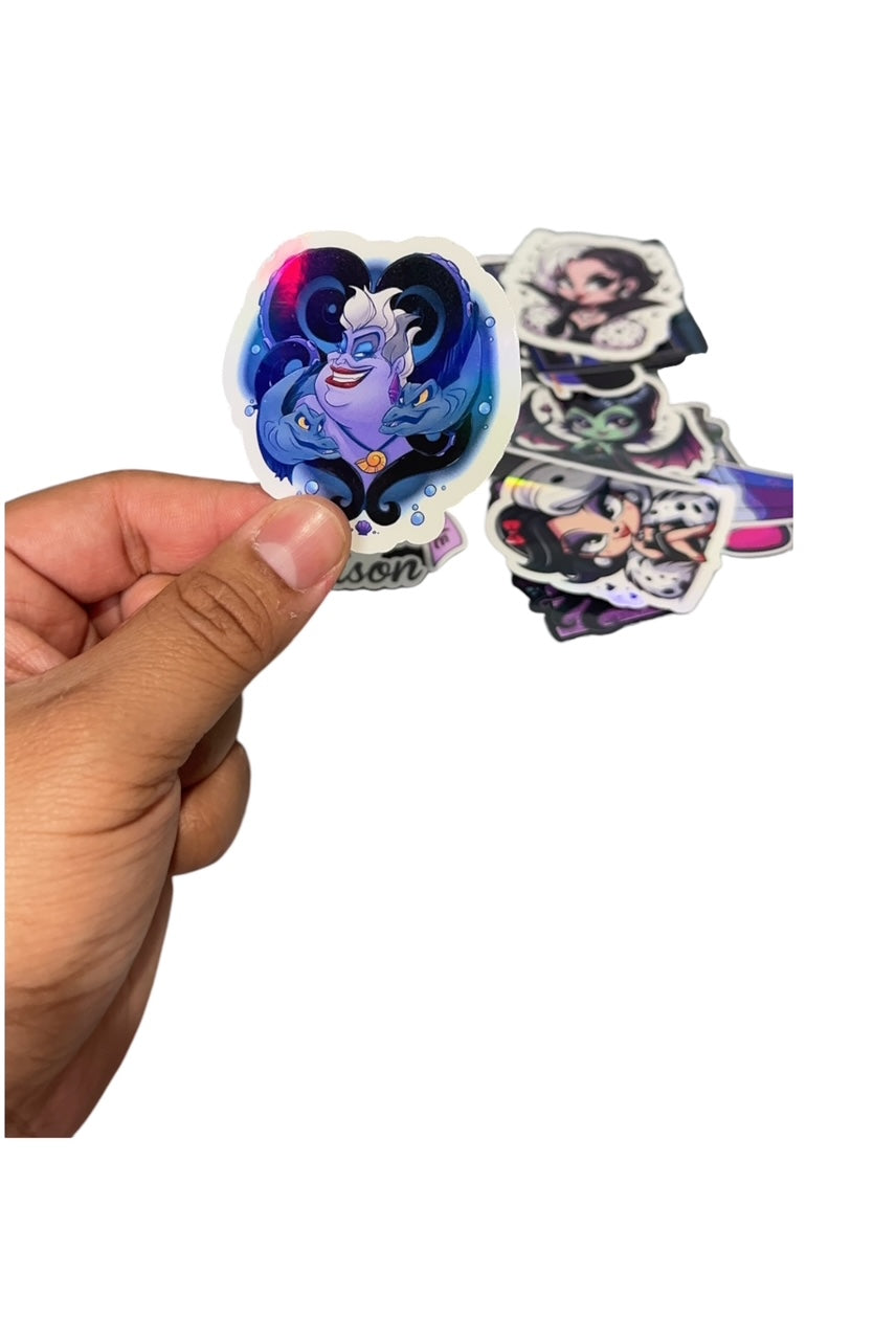 Disney Female Villans Holographic Stickers Pack of 30