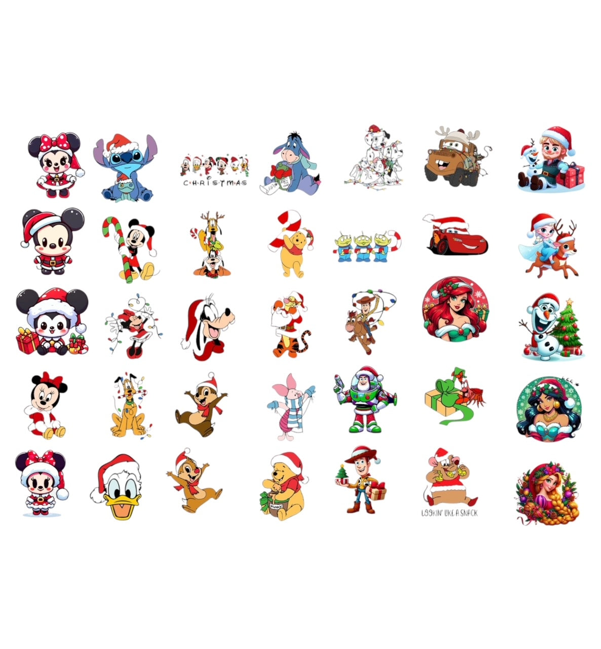 Disney and Pixar Christmas Holographic Sticker Pack of 30