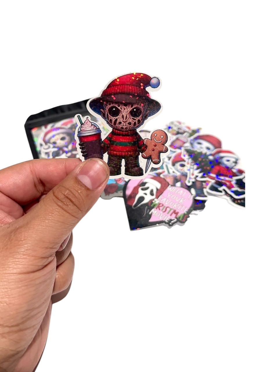 Horror Character Christmas Holographic Sticker Pack of 30