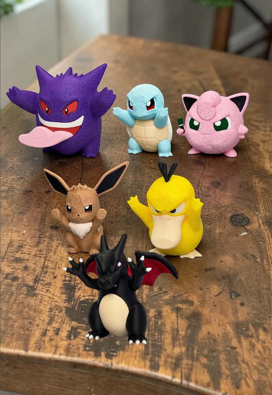 Gengar, Squirtle, Eevee, Jigglypuff,Psyduck Window Display Figure | 3D Printed Ghost Pokémon Decor | PC Case & Window Art